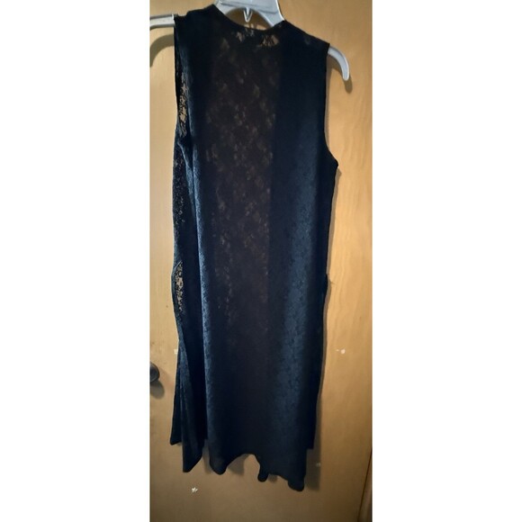 LuLaRoe NOIR Solid Black S Floral Lace JOY Light Long Duster Vest Cover Up - Picture 2 of 3